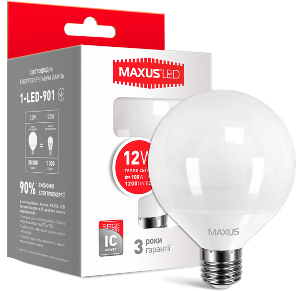 Лампа світлодіодна Maxus (4820185353243) 12Вт, E27, 3000K